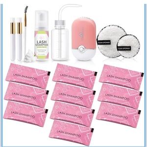 Eyelash Cleaning Kit with Pink Lash Shampoo Packets